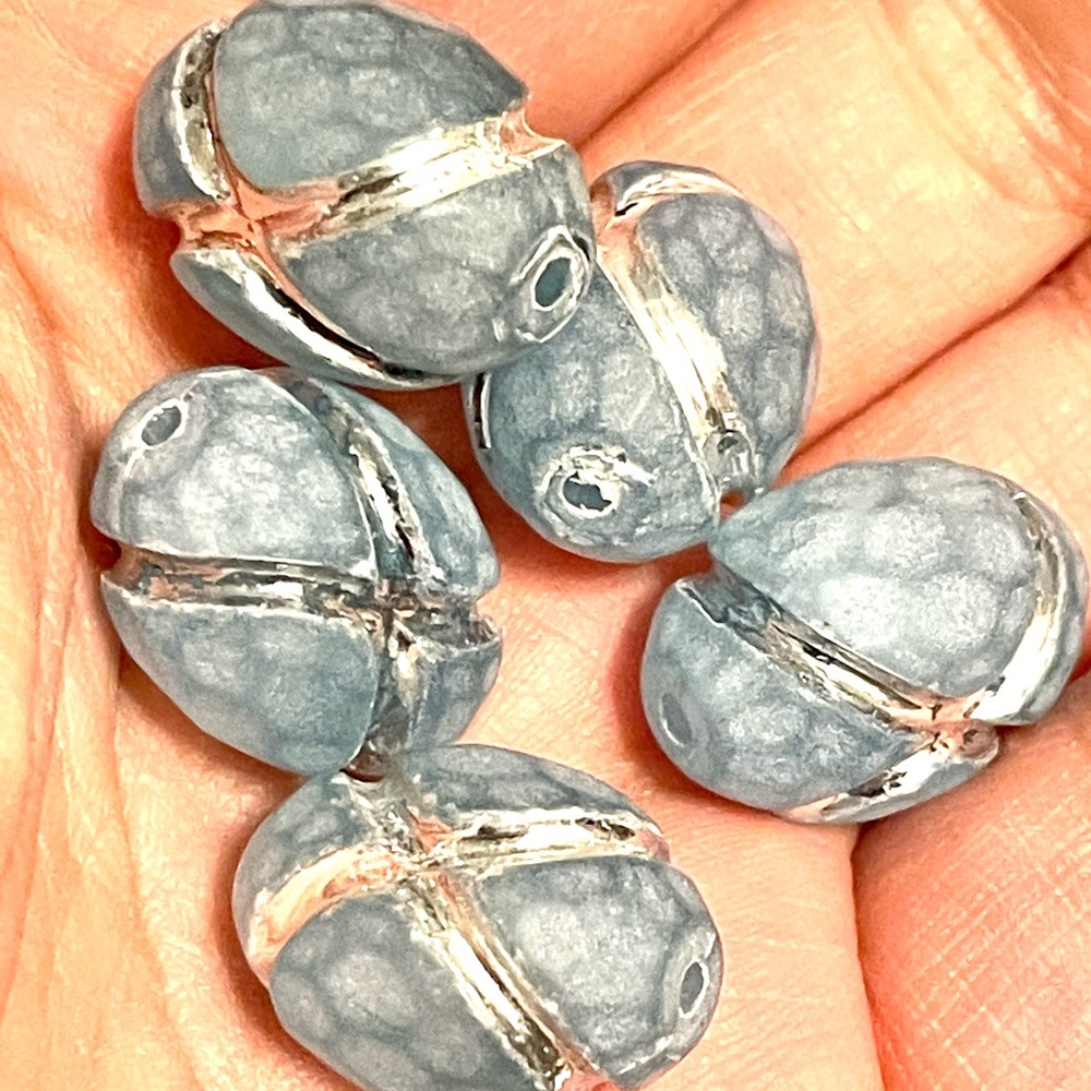 🎉💕5 for $50!!!🌷Unique Powder Blue Resin Textured Beads